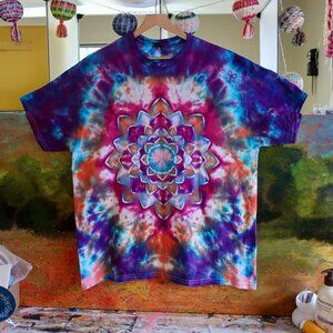 Mandala Tie Dyed T-shirt Unisex XL - handmade and ready to ship